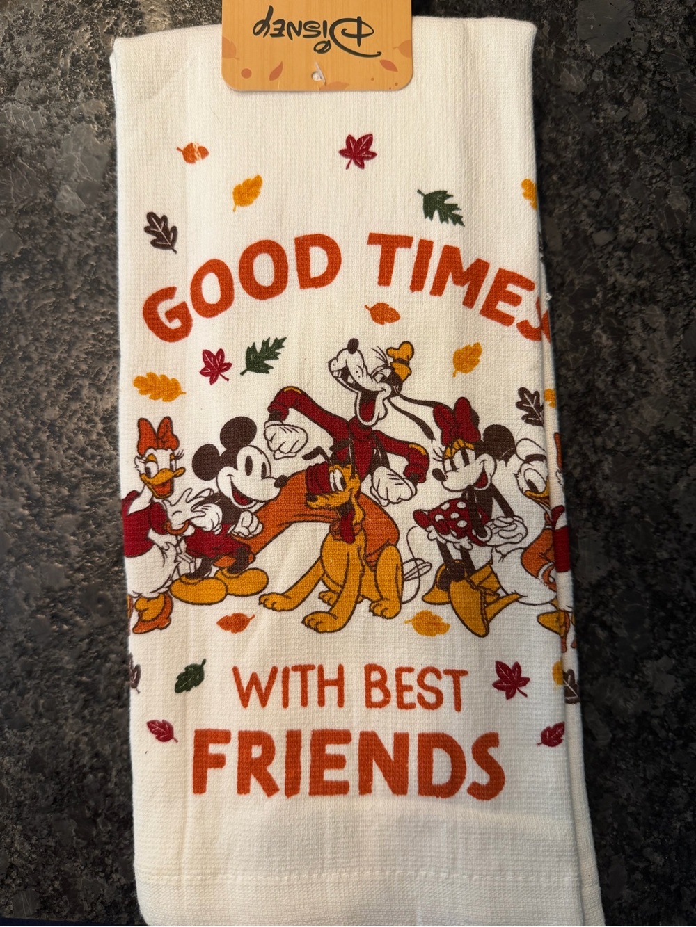 Disney 'Good Times with Best Friends' Fall Tea Towel - White/Orange